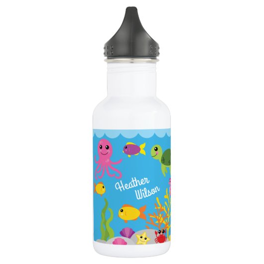 Ocean Animals Cute Kinder Water Bottle met naam Waterfles (Links)