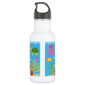 Ocean Animals Cute Kinder Water Bottle met naam Waterfles (Achterkant)