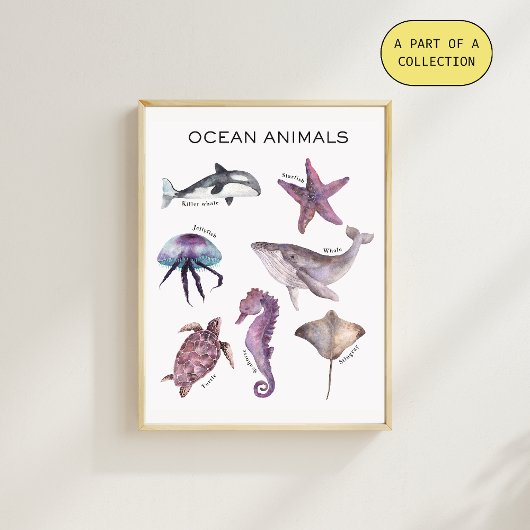 Ocean Animals Educational Poster