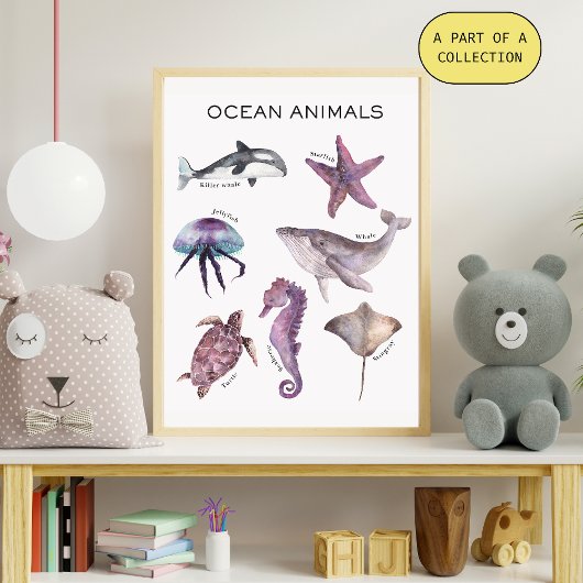 Ocean Animals Educational Poster