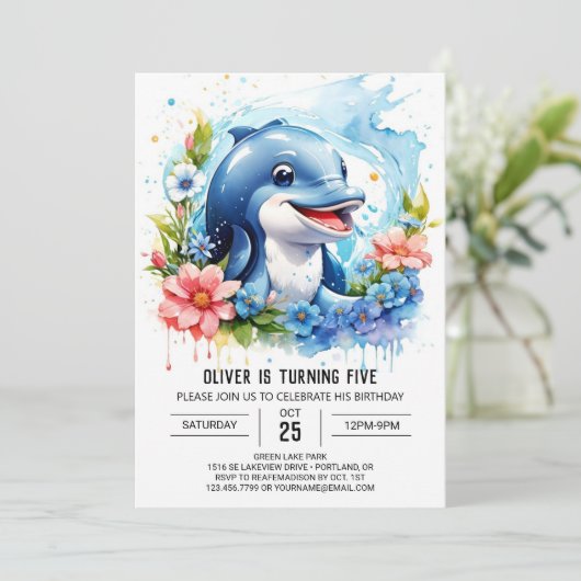 Ocean Animals Fantasy Dolfijn Verjaardag Kaart (Staand voorkant)