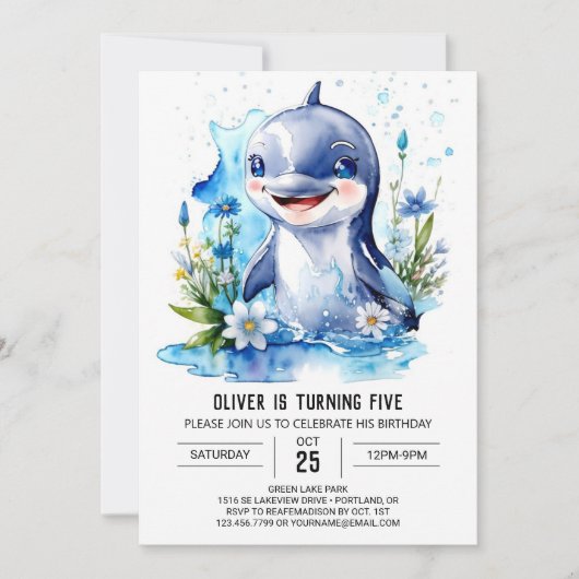 Ocean Animals Fantasy Dolfijn Verjaardag Kaart (Voorkant)