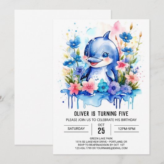 Ocean Animals Fantasy Dolfijn Verjaardag Kaart (Voorkant / Achterkant)