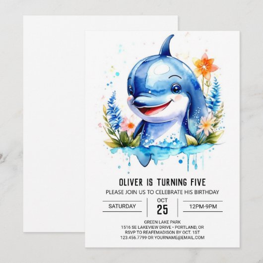 Ocean Animals Fantasy Dolfijn Verjaardag Kaart (Voorkant / Achterkant)