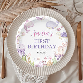 Ocean Animals Girl Onder het Zee Kids Verjaardag Papieren Bordje