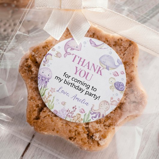 Ocean Animals Girl onder het Zee Verjaardag Ronde Sticker