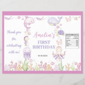 Ocean Animals Girl Verjaardag Chip Bag Wrapper Flyer (Voorkant)