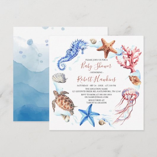 Ocean Animals in het kader van de uitnodiging van  (Voorkant / Achterkant)