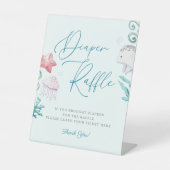 Ocean Animals Jongen Baby shower Luier Raffle Teke Reclamebord Met Voetstuk (Voorkant)