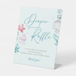Ocean Animals Jongen Baby shower Luier Raffle Teke Reclamebord Met Voetstuk