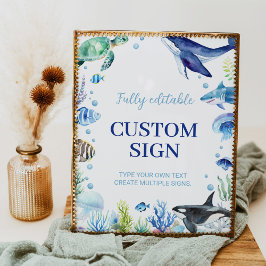 Ocean Animals Jongen Verjaardag Aangepaste Tafel T Poster