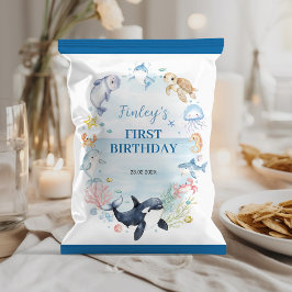 Ocean Animals Kids Verjaardag Chip Bag Wrapper Flyer