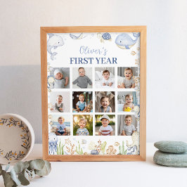 Ocean Animals Kids Verjaardag Foto Milestone Sign Poster