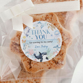 Ocean Animals Kinder onder het Zee Verjaardag Ronde Sticker