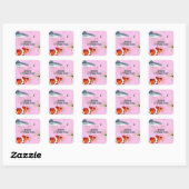 Ocean Animals Kinder Shark Party Roze Dank u Vierkante Sticker (Vel)