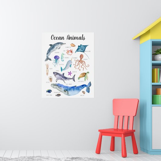 Ocean Animals | Leerleslokaal onderwijs Poster (Kinderkamer 1)