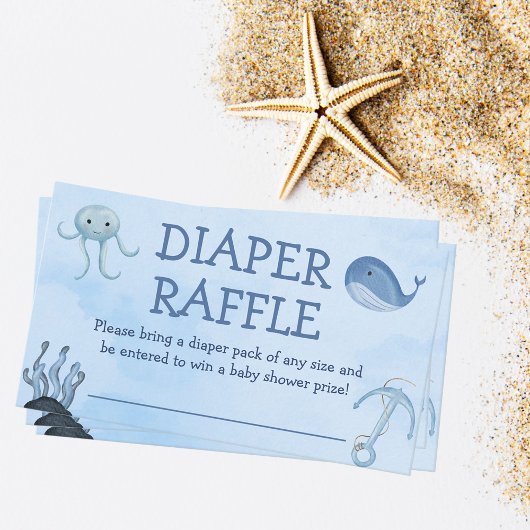 Ocean Animals Luier Raffle Kust Baby shower Informatiekaartje