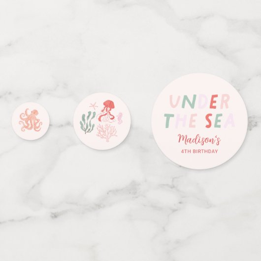 Ocean Animals Meisje Verjaardagsfeest Confetti (Voorkanten)