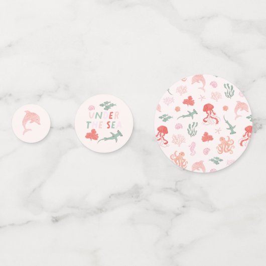 Ocean Animals Meisje Verjaardagsfeest Confetti (Achterkanten)