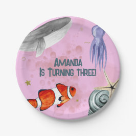 Ocean Animals Nautical Kids Verjaardagsfeestje Roz Papieren Bordje