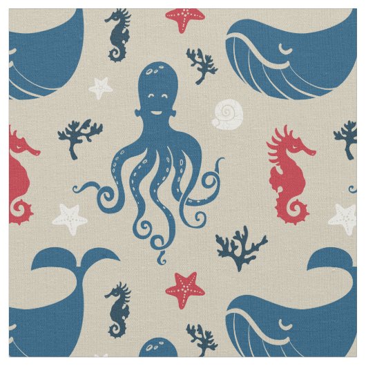 Ocean Animals | Nautical Nursery Stof (Close Up)