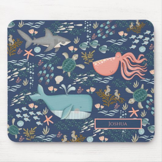 Ocean Animals onder de naam Monogram van het Zee Muismat (Voorkant)