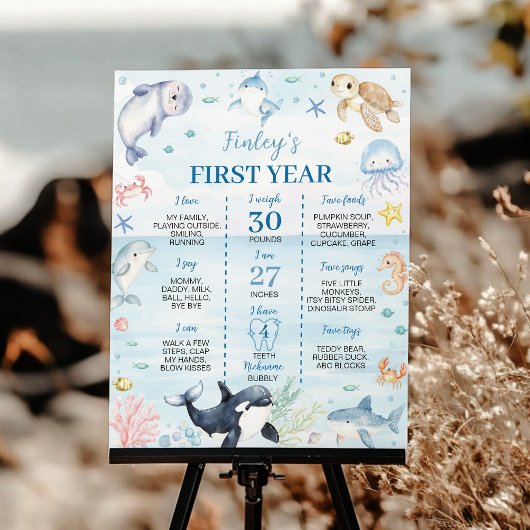 Ocean Animals onder het Zee Birthday Milestone Poster