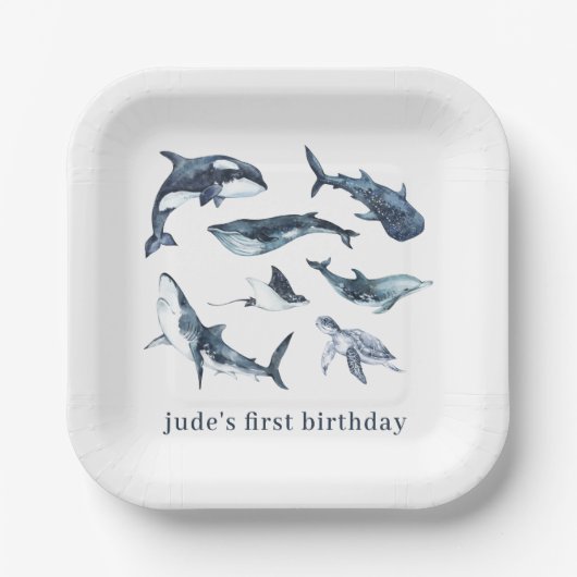 Ocean Animals Paper Borden Napkins Papieren Bordje (Voorkant)