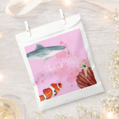 Ocean Animals Party Haai Vis Roze Dank u Bedankzakje (Geknipt)