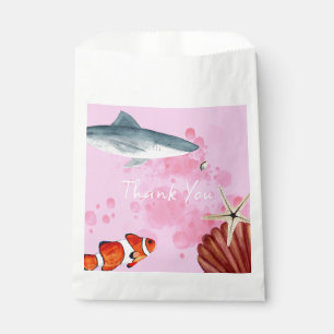 Ocean Animals Party Haai Vis Roze Dank u Bedankzakje