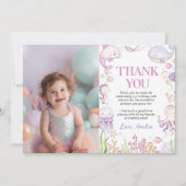 Ocean Animals Pink onder het Zee Verjaardagsfoto Bedankkaart (Voorkant)