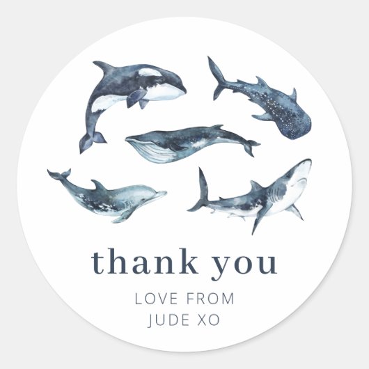 Ocean Animals Ronde Sticker (Voorkant)