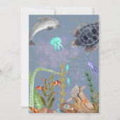 Ocean Animals Schildpad Kinder Party Roze Invitati Kaart (Achterkant)