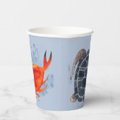 Ocean Animals Turtle Crab Verjaardagsfeestje Blauw Papieren Bekers (Rechts)