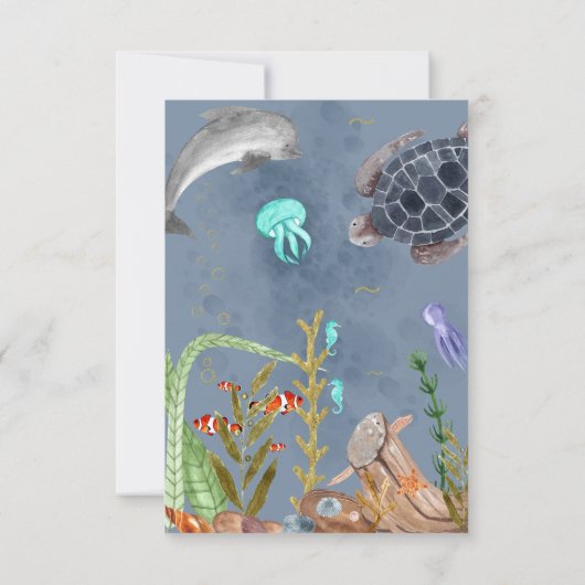 Ocean Animals Whale Verjaardagsfeestje Dank je kaa Bedankkaart (Achterkant)