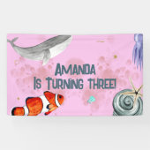 Ocean Animals Whale Wild Life Party Roze Spandoek (Horizontaal)