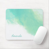 Ocean Aqua Blue Abstract met Monogram Muismat (Met muis)