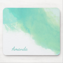 Ocean Aqua Blue Abstract met Monogram Muismat