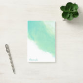Ocean Aqua Blue Abstracte Waterverf met Monogram Post-it® Notes (Kantoor)