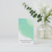 Ocean Aqua Blue Abstracte Waterverf Visitekaartje (Staand voorkant)