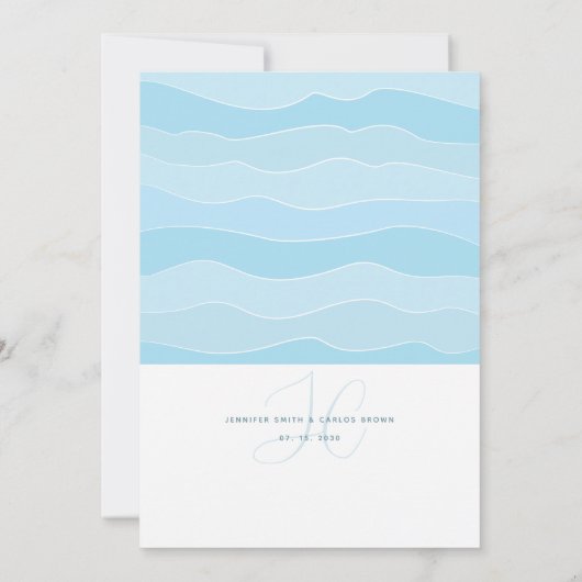 Ocean Aqua Blue Huwelijksuitnodiging Kaart (Achterkant)