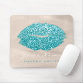 Ocean Aqua Ivoor Glitter Naam Make-up Lips Kus Muismat (Met muis)