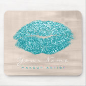Ocean Aqua Ivoor Glitter Naam Make-up Lips Kus Muismat (Voorkant)