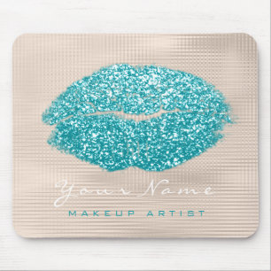 Ocean Aqua Ivoor Glitter Naam Make-up Lips Kus Muismat