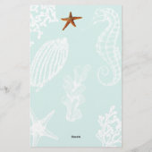 Ocean aqua schelp patroon naam gepersonaliseerd briefpapier (Achterkant)