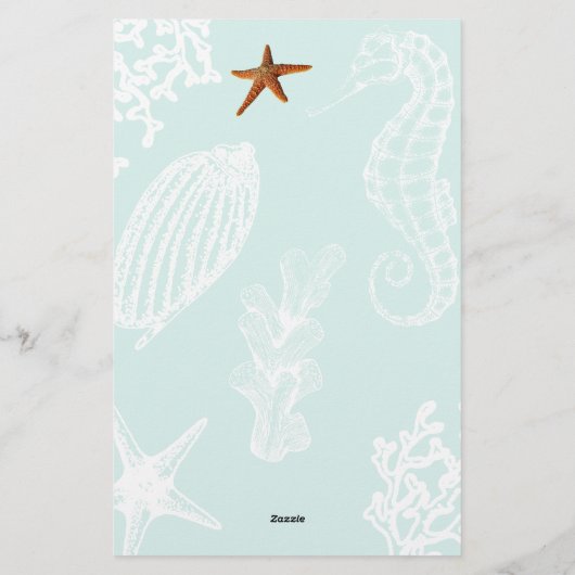 Ocean aqua schelp patroon naam gepersonaliseerd briefpapier (Achterkant)