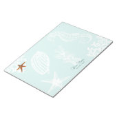 Ocean aqua schelp patroon naam gepersonaliseerd notitieblok (Schuin)