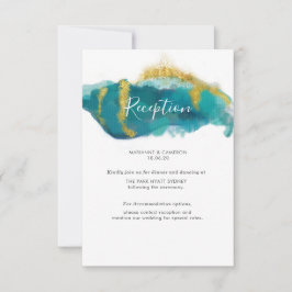 Ocean aqua waterverf Huwelijksreceptie gegevens RSVP Kaartje