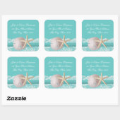 Ocean Aqua Zand Dollar en Zeester Vierkante Sticker (Vel)