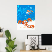 Ocean Aquatic Cute Crab Funny Fish Poster (Thuiskantoor)